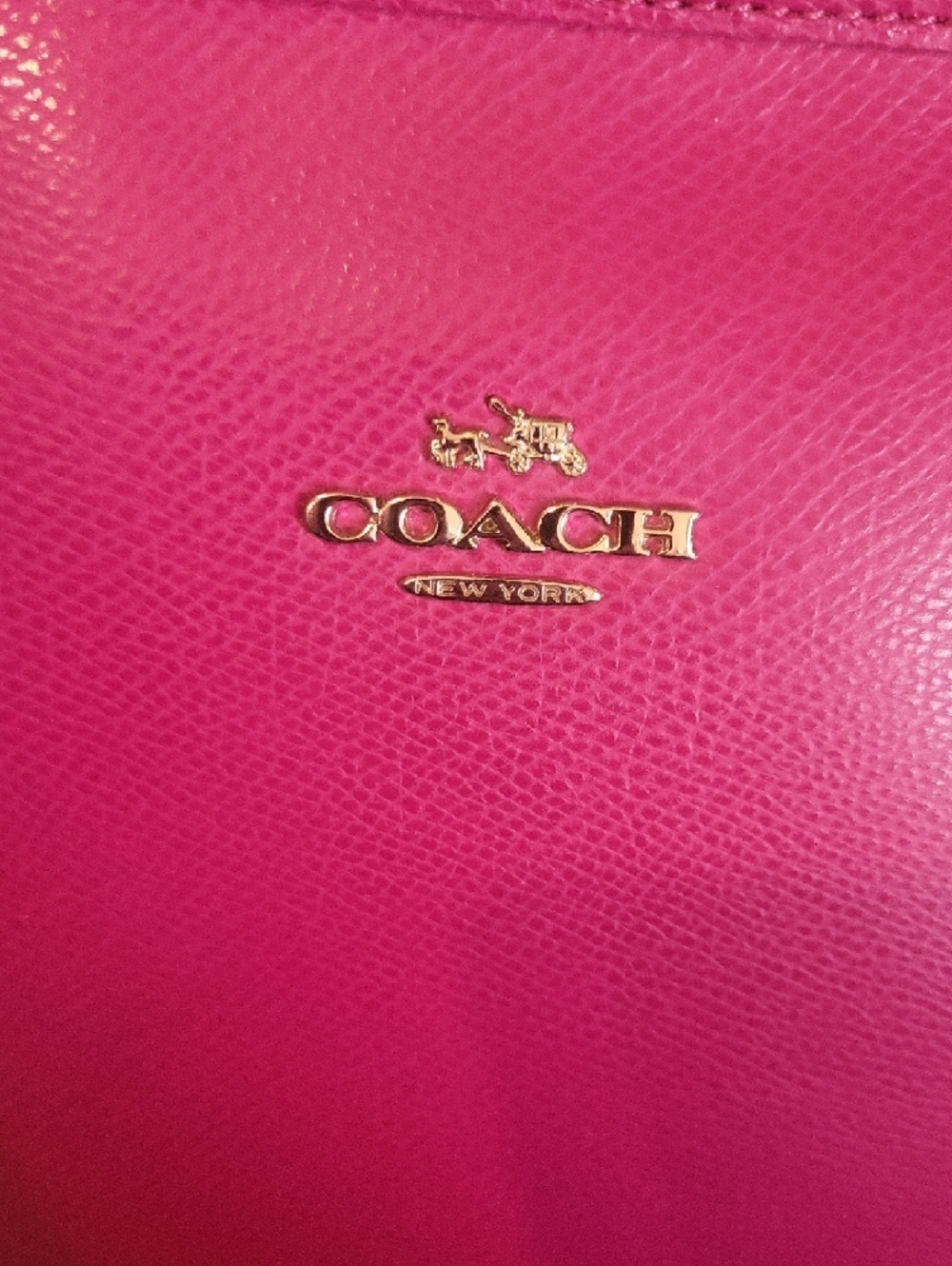 Coach Hot Pink Pebbled Leather Tote with Gold Hardware - Picture 6 of 12